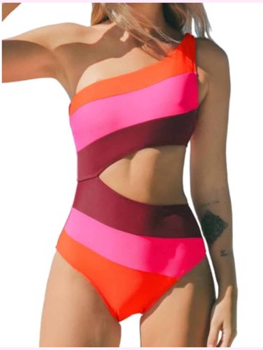 CUPSHE Womens One Piece Swimsuit One Shoulder Cutout Monokini